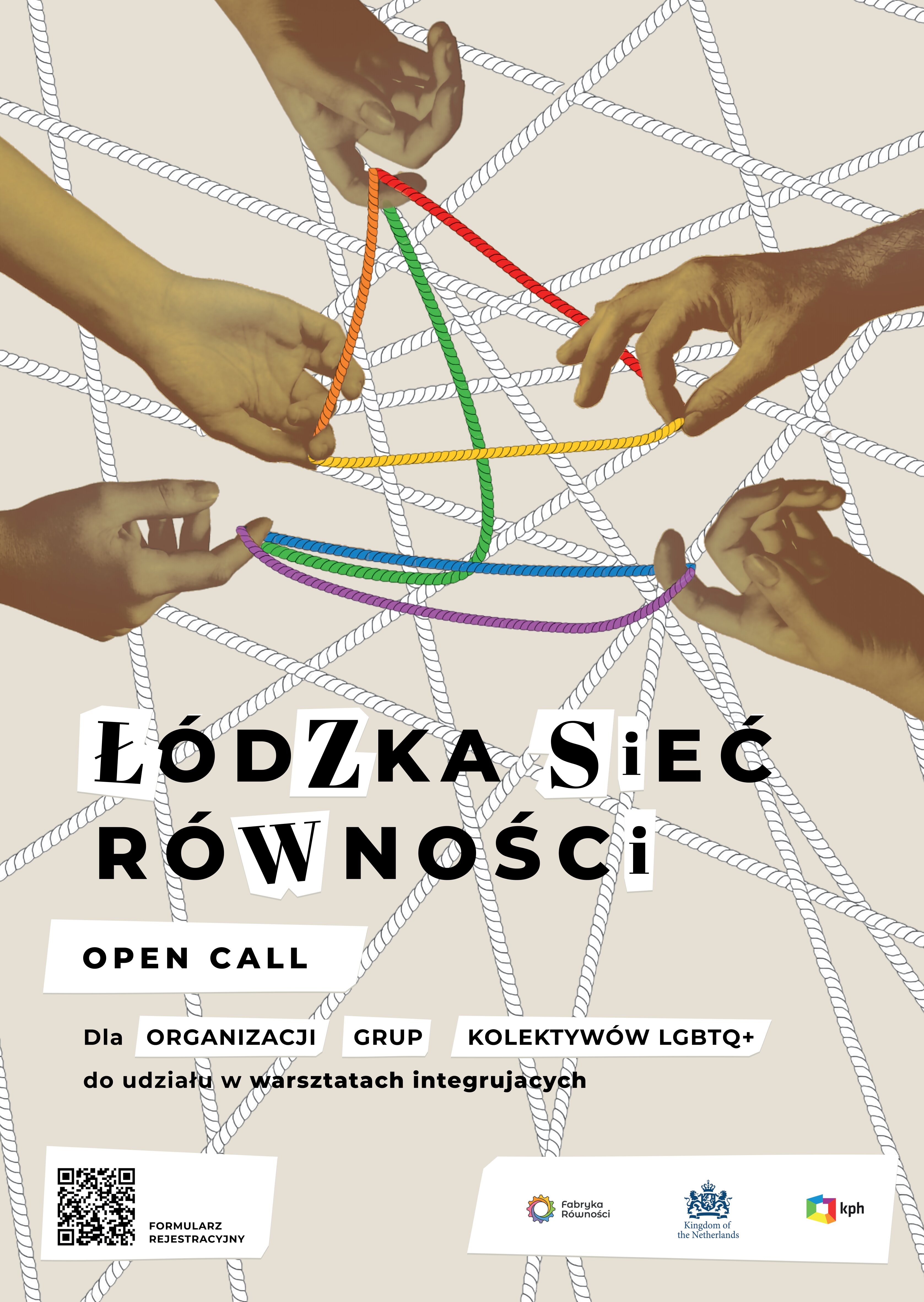 Dłonie oplecione kolorowymi niciami, które układają się w kształt łodzi